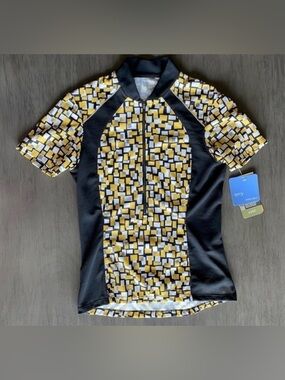 💛 Terry Cycling Touring Shirt Top Black & Yellow
